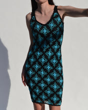 Load image into Gallery viewer, Blue &amp; Black Crochet Dress
