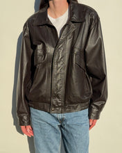 Load image into Gallery viewer, Brown Leather Bomber Jacket
