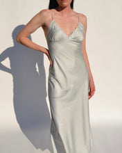 Load image into Gallery viewer, Pale Green Vintage Satin Slip Dress
