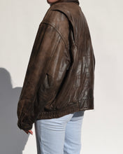 Load image into Gallery viewer, Vintage Distressed Leather Bomber Jacket
