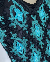 Load image into Gallery viewer, Blue &amp; Black Crochet Dress
