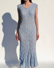 Load image into Gallery viewer, Vintage Sheer Blue Lace Maxi Dress
