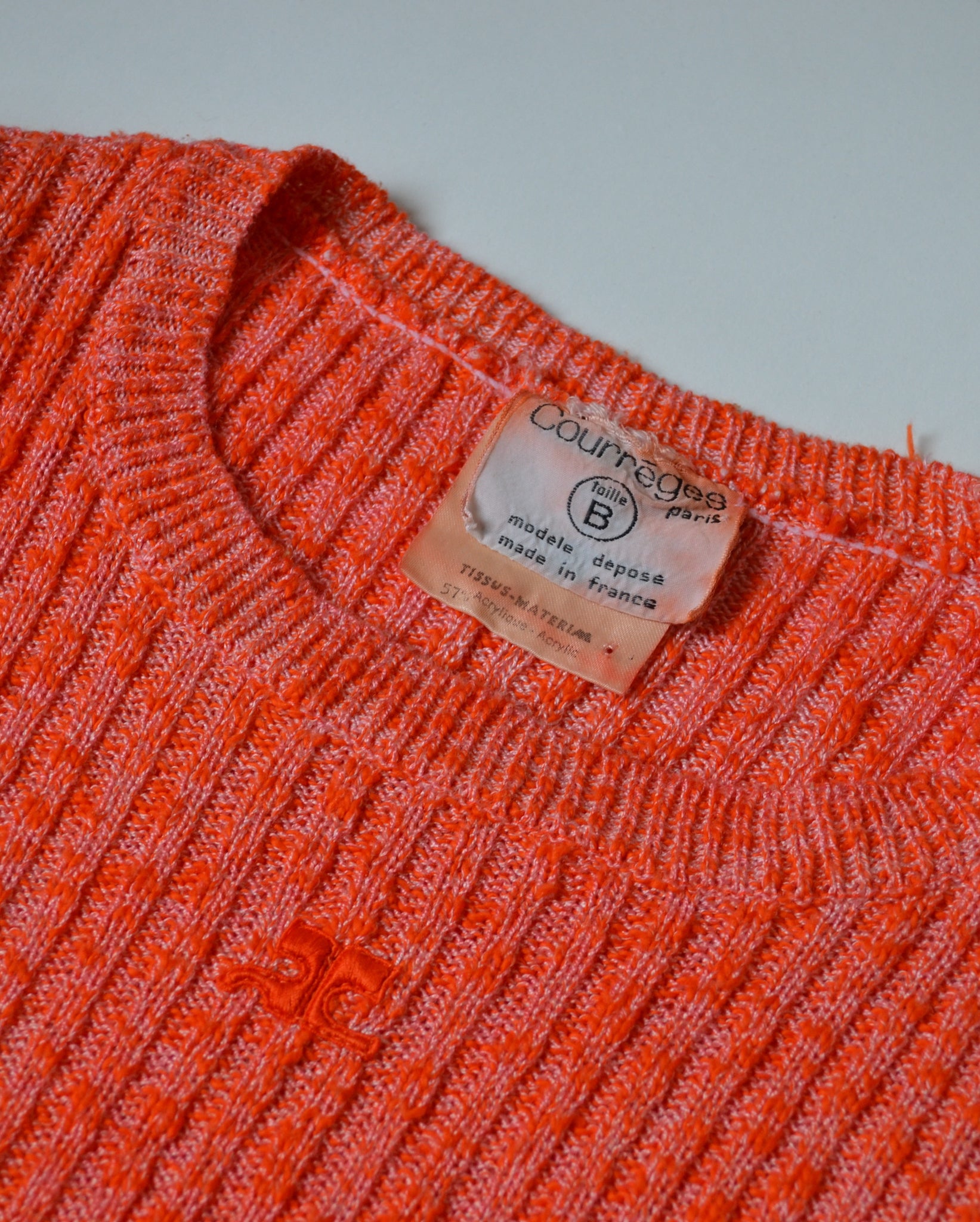 Vintage Courreges Orange Ribbed Short Sleeve Top – 23 Lux