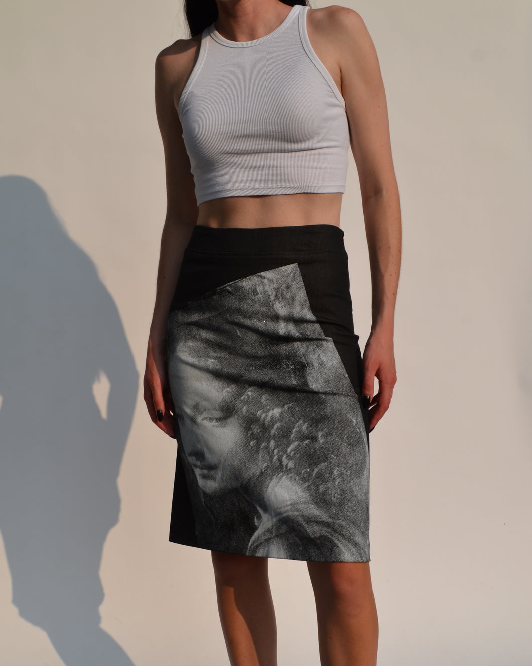 Vintage Mid Length Graphic Printed Skirt