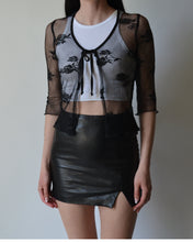 Load image into Gallery viewer, Vintage Black Sheer Lace Tie Up Top
