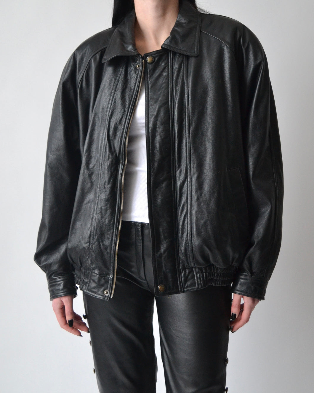 Vintage Leather Bomber Jacket