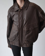 Load image into Gallery viewer, Brown Distressed Leather Bomber
