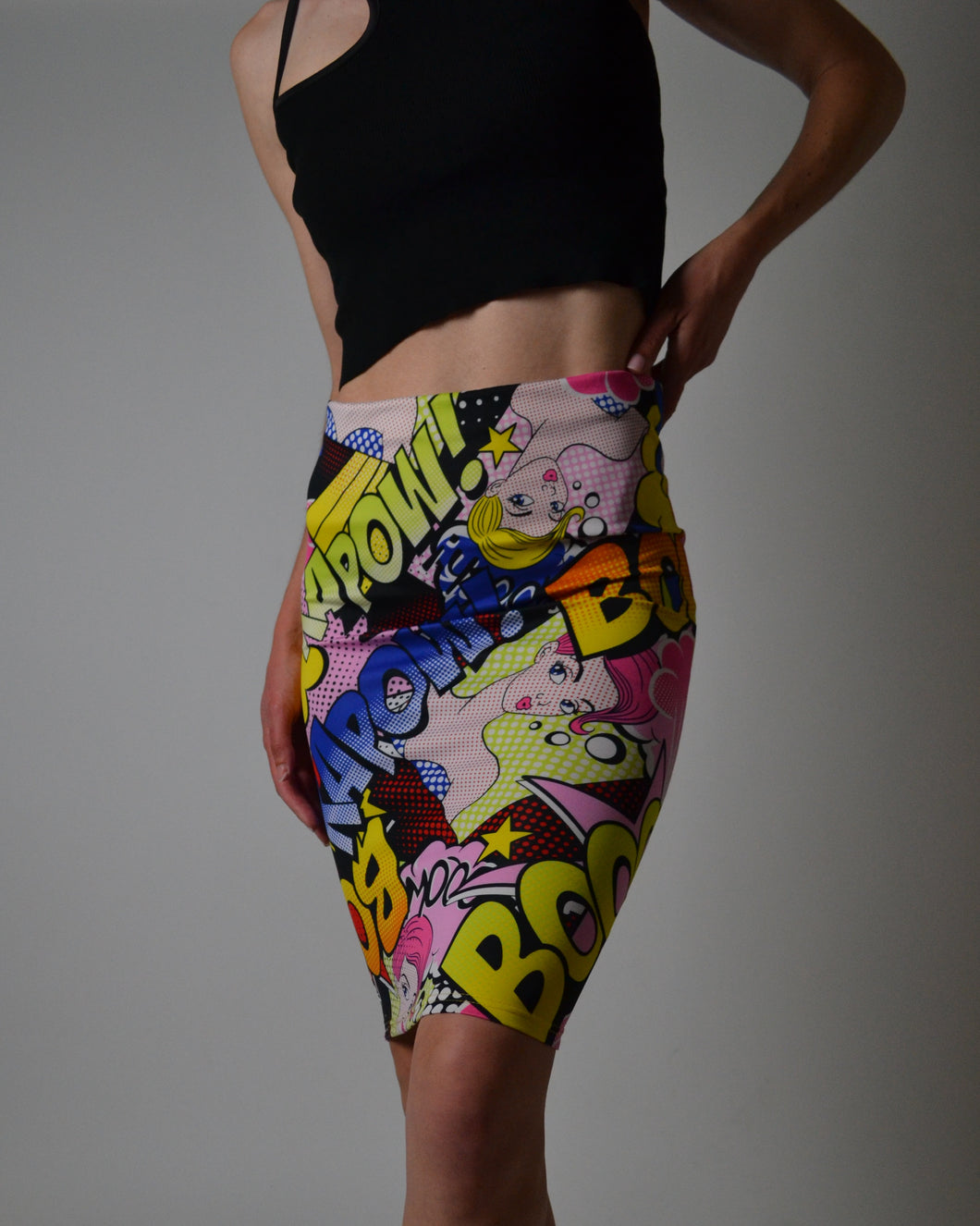 Comic Printed Midi Skirt