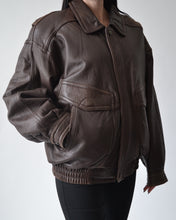 Load image into Gallery viewer, Brown Distressed Leather Bomber
