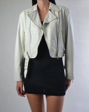Load image into Gallery viewer, White Danier Cropped Leather Jacket
