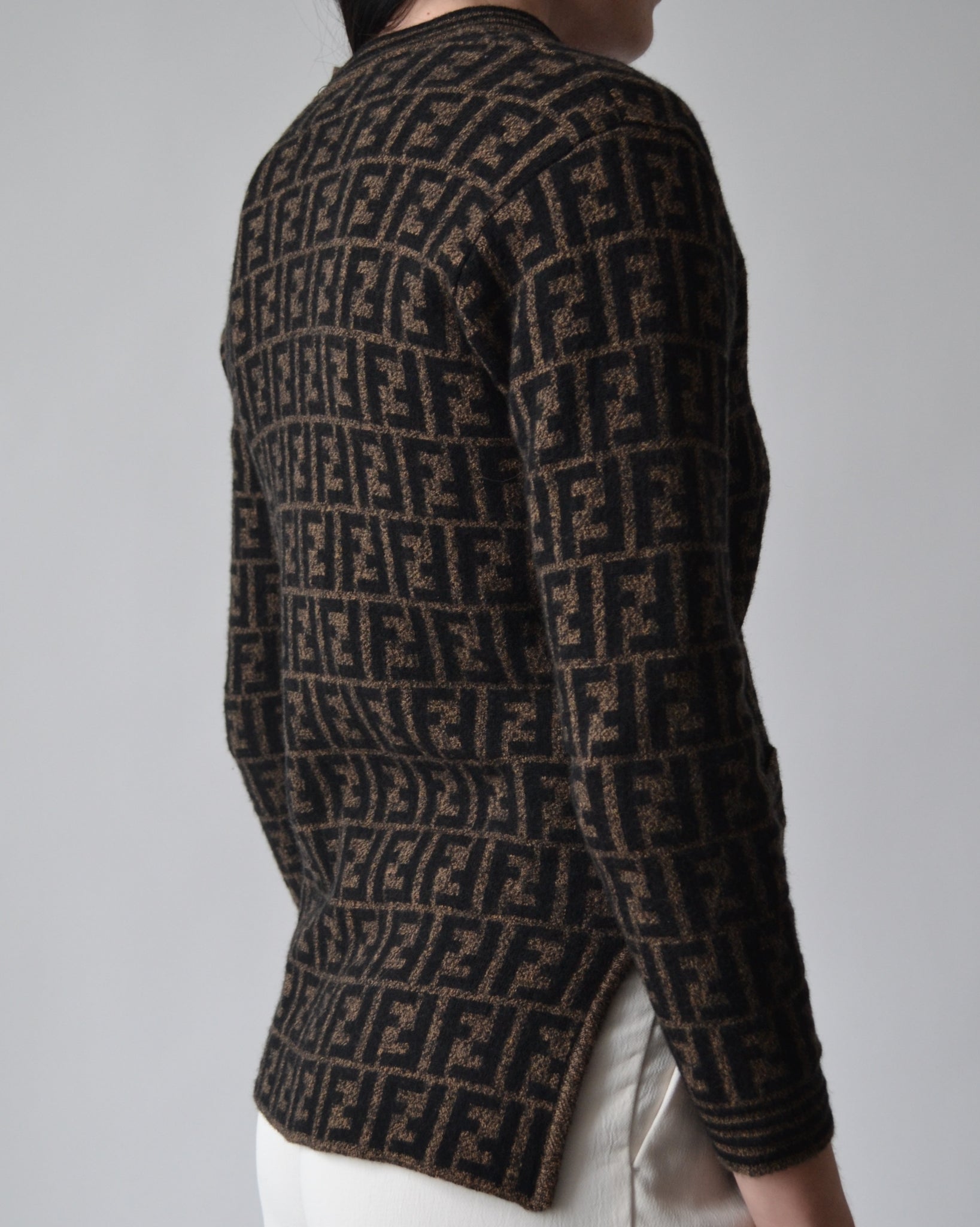 Fendi Wool Sweater with All Over Monogram