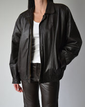 Load image into Gallery viewer, Dark Brown Leather Bomber
