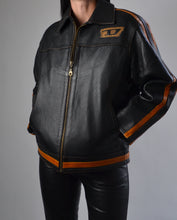 Load image into Gallery viewer, Diesel Black &amp; Orange Leather Jacket
