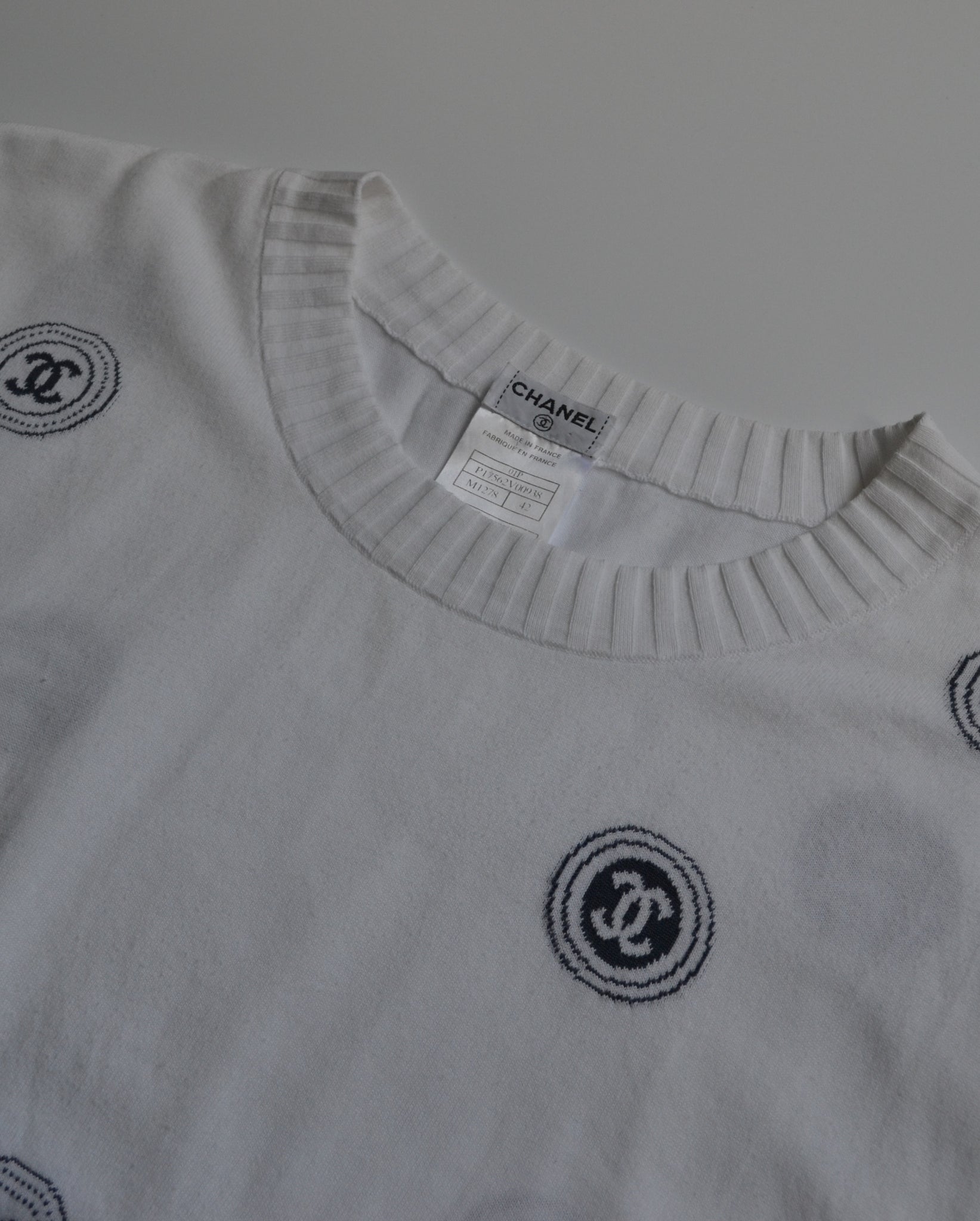 Chanel CC Logo Short Sleeve Sweater – 23 Lux