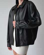 Load image into Gallery viewer, Vintage Black Leather Bomber
