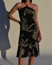 Load image into Gallery viewer, Vintage Black Floral Halter Dress
