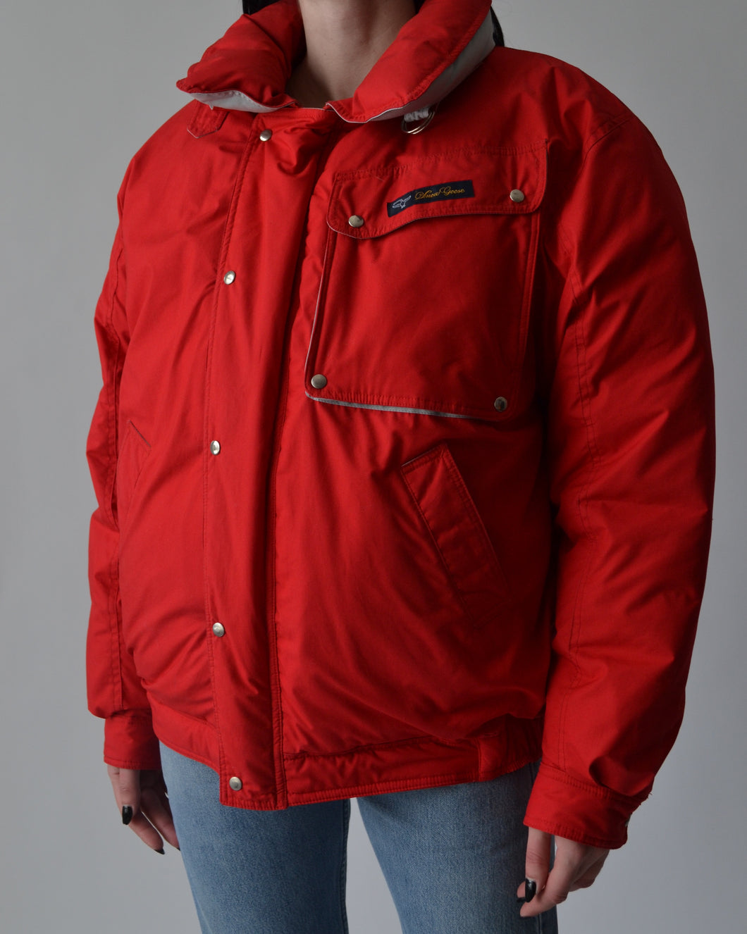 Vintage Red Snow Goose Puffer Jacket