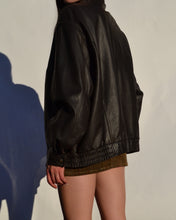 Load image into Gallery viewer, Chocolate Brown Leather Bomber Jacket
