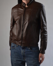 Load image into Gallery viewer, Brown Leather Bomber Jacket

