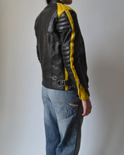 Load image into Gallery viewer, Black &amp; Yellow Motorcycle Leather Jacket
