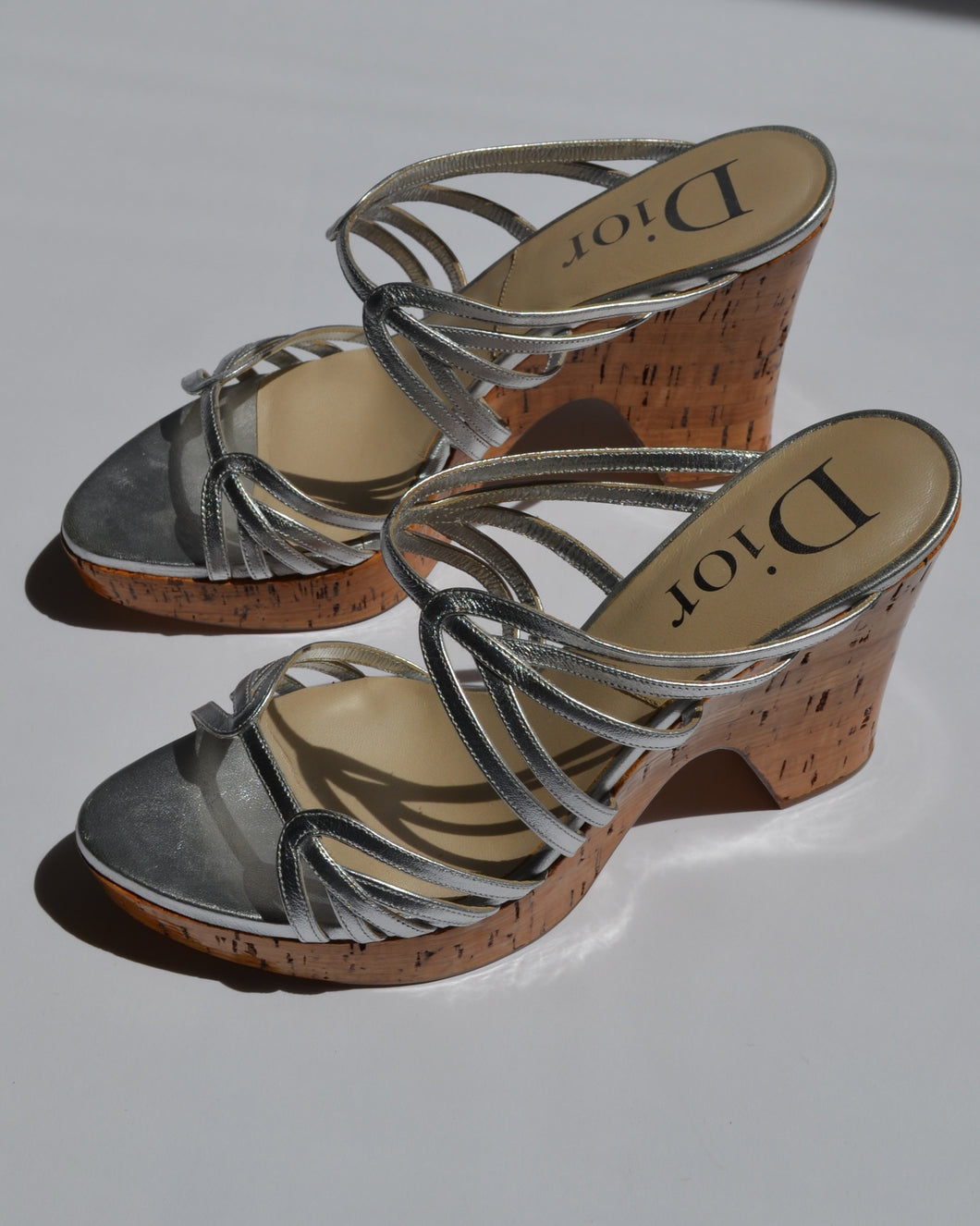 Christian Dior Silver Strappy Platform Sandals