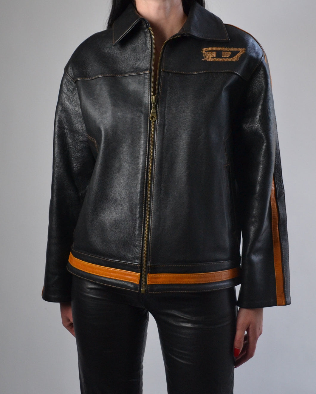 Diesel Black & Orange Leather Jacket