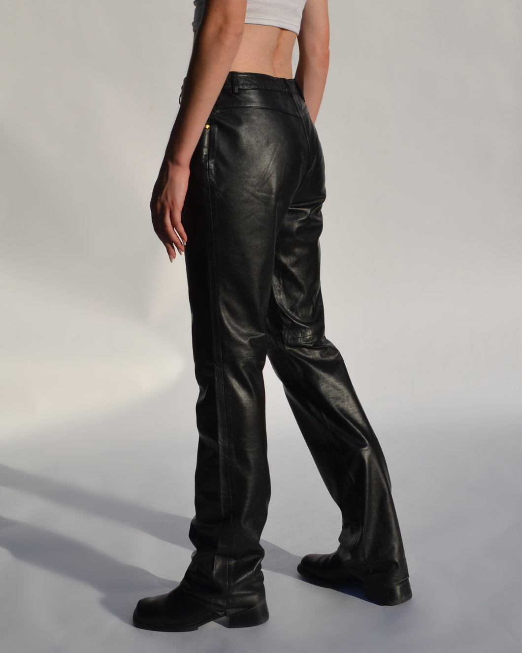 Versace Jeans Couture Black Leather Pants – 23 Lux