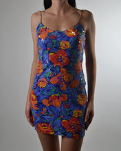 Load image into Gallery viewer, Floral Printed Sequin Mini Dress
